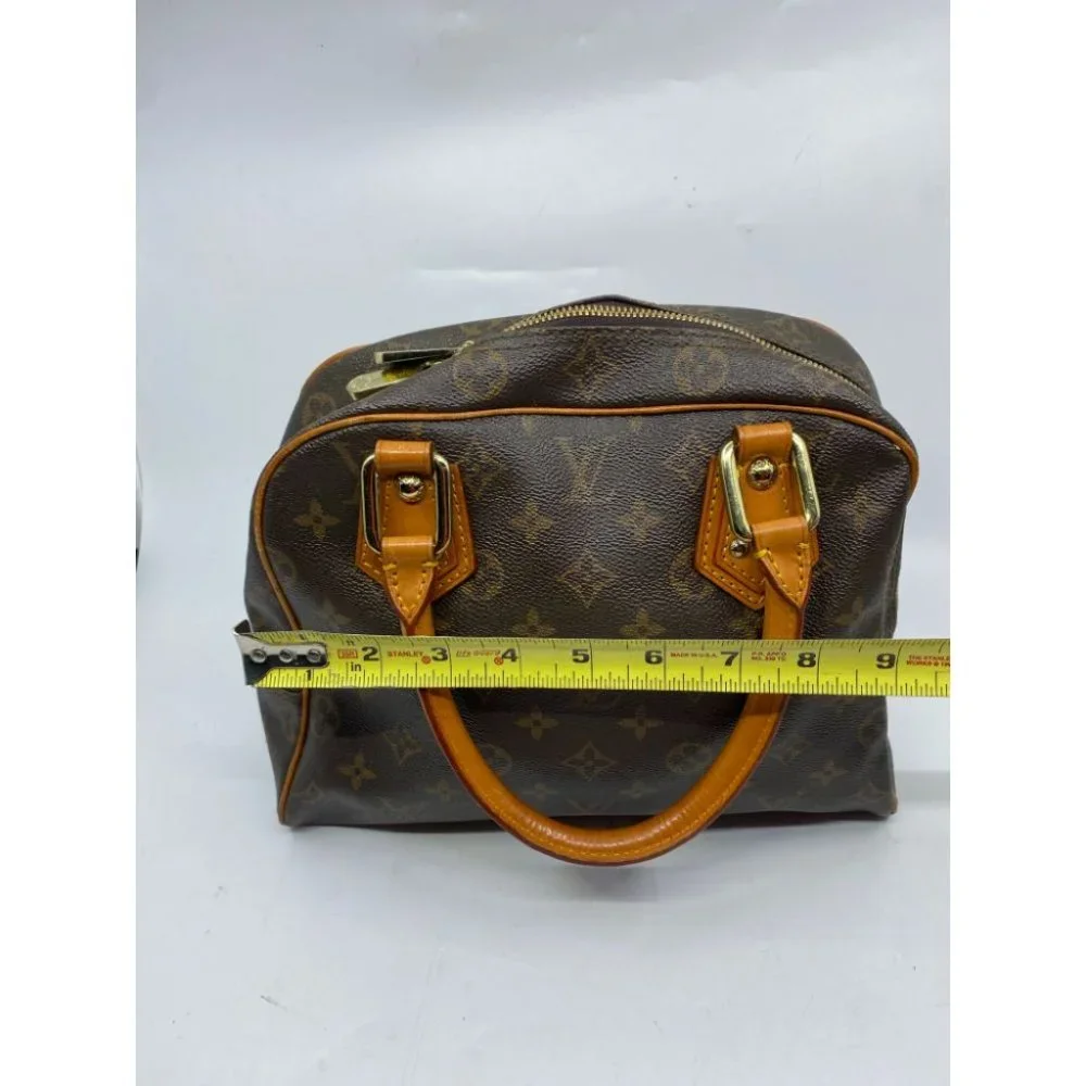 Authentic Louis Vuitton Manhattan PM Brown Tote Handbag w Cert